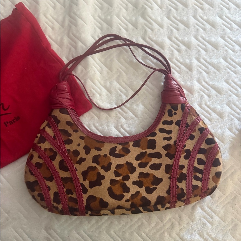 Christian louboutin Leopard Print Shoulder Bag with Red Details